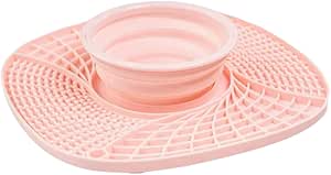 Silicone Snuffle Mat with Water Bowl, Licking Mat for Dogs and Cats, 3 in 1 Slow Feeder Mat with Strong Suction, Durable Machine Washable Dog Slow Feed Food Bowl for Fast Eating (Pink)