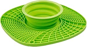 Silicone Snuffle Mat with Water Bowl, Licking Mat for Dogs and Cats, 3 in 1 Slow Feeder Mat with Strong Suction, Durable Machine Washable Dog Slow Feed Food Bowl for Fast Eating (Green)