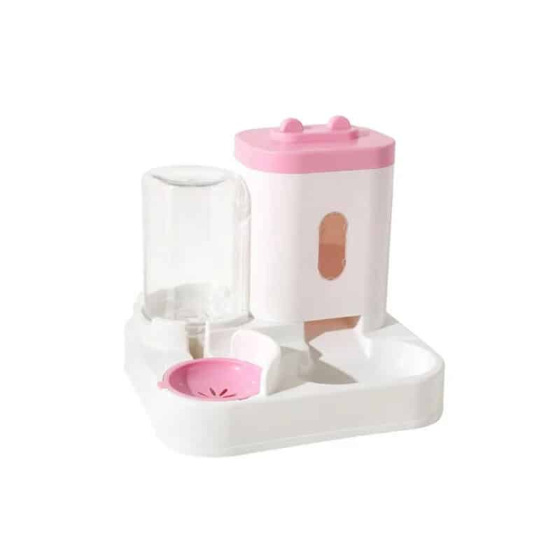 TaraPet 2 in 1 Automatic Pet Feeder,Cat Feeding Bowl and Water Dispenser, Drinking Bowl (Pink)