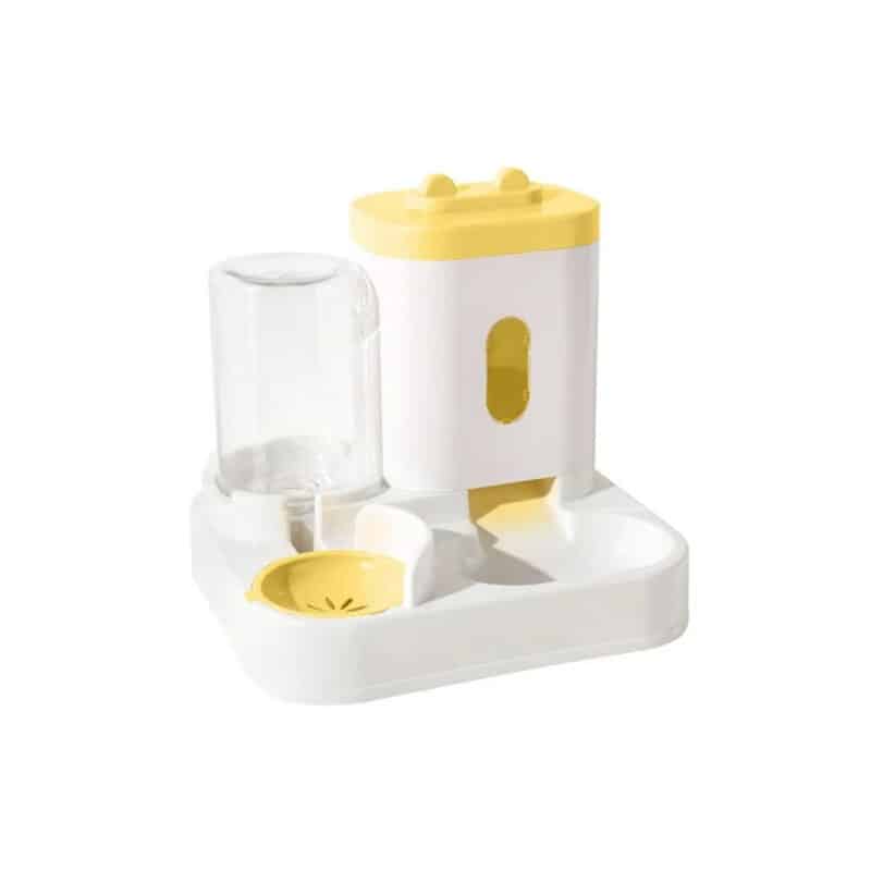 TaraPet 2 in 1 Automatic Pet Feeder,Cat Feeding Bowl and Water Dispenser, Drinking Bowl (Yellow)