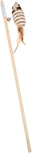 Pet Teaser Cat Toy Wooden with Tray & Feather Interactive Wand (Option 2)