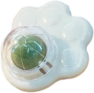 Catnip Ball Toy Cat Paw Shape Snack Ball Rotating Cat Edible Ball Fixed Nutrition Candy Ball Edible Snack Toy for Cats Dental Care (White)