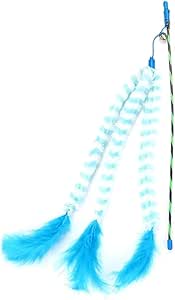 Pet Cat Kitten Plush Feather Bell Soft Teaser Playing Stick Wand Interactive Toy (Blue)