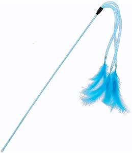 Elastic Tassel Teasing Long Handle with Feather Interactive Cat Toy (Blue)