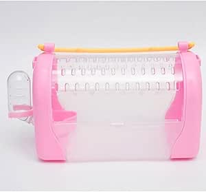 Hamster Carrier Cage Pet Outgoing Cage Pouch Rat Guinea Pig Travel Transport (Pink)