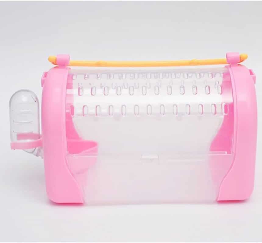 TaraPet Hamster Carrier Cage Pet Outgoing Cage Pouch Rat Guinea Pig Travel Transport (Pink)