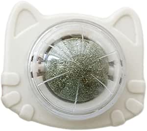 Catnip for Oral Health Cat Toys with Catnip Catnip Wall Ball Toy for Cats Stick-on Design Teeth Grinding Freshens Breath Cartoon Style Cat Toy (White)