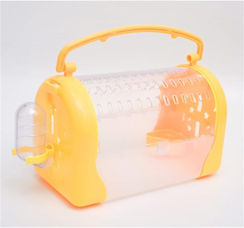 TaraPet Hamster Carrier Cage Pet Outgoing Cage Pouch Rat Guinea Pig Travel Transport (Yellow)