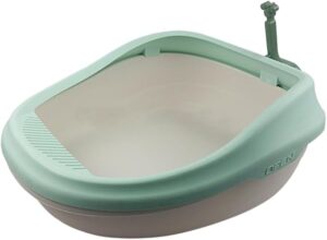 Cat Litter Toilet Box Open Top Cat Litter Box Pan Rimmed High Sides PP Plastic Kitty Litter Box with Scoop