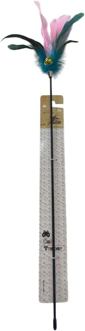 Colorful Feather Black Pole Cat Teaser Interactive Toy (Option 1)