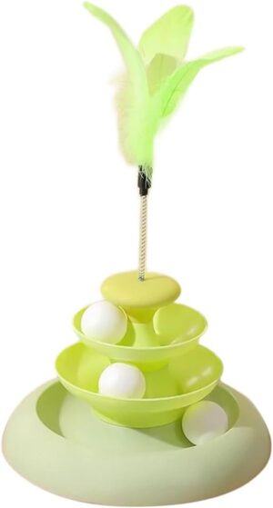 Interactive Cat Toy with Feather Teaser - Durable Polypropylene