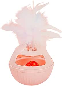 Cat Educational Teasing Toys Rotating Track Slow Belt Feather Bells Orbicular Cat Stick Of The Tumbler Pet Supplies (Pink)
