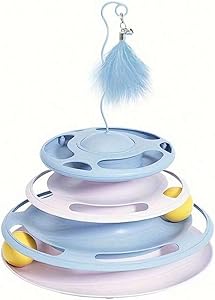 Ufo Shape With Double Layer Rotating Disc Treat Dispenser Toy for Cats (Blue)