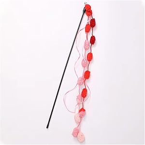 Long Pole with Bite Bell Wear-resistant Cat Teasing Stick Cat Wand Toy (Pink)