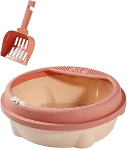 Cat Litter Box Open Top Kitten Potty Toilet Indoor Cats Cage Accessories Cats Toilet Pet Litter Pan for Small and Medium Cats (Pink)