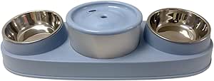 Round Automatic Water Dispenser Cat Bowl Set with Dual Stainless Steel Bowls