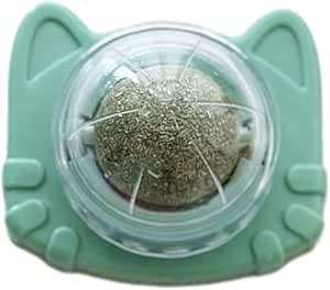 Catnip for Oral Health Cat Toys with Catnip Catnip Wall Ball Toy for Cats Stick-on Design Teeth Grinding Freshens Breath Cartoon Style Cat Toy (Green)