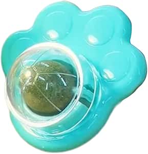 Catnip Ball Toy Cat Paw Shape Snack Ball Rotating Cat Edible Ball Fixed Nutrition Candy Ball Edible Snack Toy for Cats Dental Care (Green)