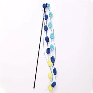 Long Pole with Bite Bell Wear-resistant Cat Teasing Stick Cat Wand Toy (Blue)