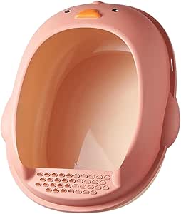 Duck Shape Cat Litter Box Semi Enclosed Anti Splashing Easy Cleaning Durable Cat Potty Pan Kitten Sandbox Pet Bedpan (Pink