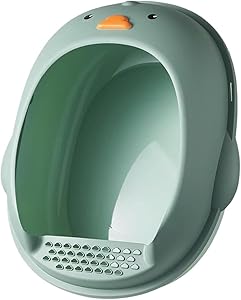 Duck Shape Cat Litter Box Semi Enclosed Anti Splashing Easy Cleaning Durable Cat Potty Pan Kitten Sandbox Pet Bedpan (Green