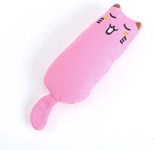 Catnip Toy Bite Resistant Catnip Plush Pillow Chew Toys Thumb Shape Teeth Grinding Catnip Pet Interactive Cloth Toy for Cat Teasing Relaxation for Cats (Pink)