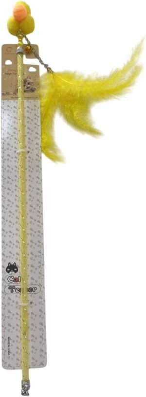 Hairball Feather Plastic Pole Cat Teaser Interactive Wand Toy (Blue)