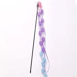 Long Pole with Bite Bell Wear-resistant Cat Teasing Stick Cat Wand Toy (Purple)