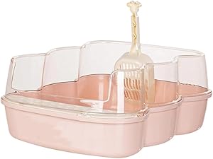 Semi-enclosed indoor cat litter box