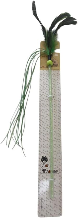 Feather Ribbon Plastic Pole Cat Teaser Interactive Wand Toy (Purple)