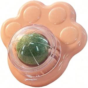Catnip Ball Toy Cat Paw Shape Snack Ball Rotating Cat Edible Ball Fixed Nutrition Candy Ball Edible Snack Toy for Cats Dental Care (Pink)