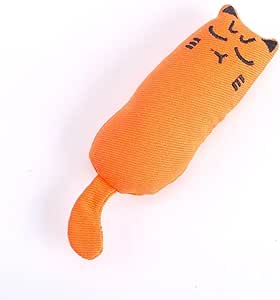 Catnip Toy Bite Resistant Catnip Plush Pillow Chew Toys Thumb Shape Teeth Grinding Catnip Pet Interactive Cloth Toy for Cat Teasing Relaxation for Cats (Orange)