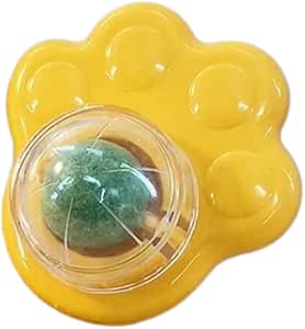 Catnip Ball Toy Cat Paw Shape Snack Ball Rotating Cat Edible Ball Fixed Nutrition Candy Ball Edible Snack Toy for Cats Dental Care (Yellow)