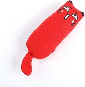 Catnip Toy Bite Resistant Catnip Plush Pillow Chew Toys Thumb Shape Teeth Grinding Catnip Pet Interactive Cloth Toy for Cat Teasing Relaxation for Cats (Red)