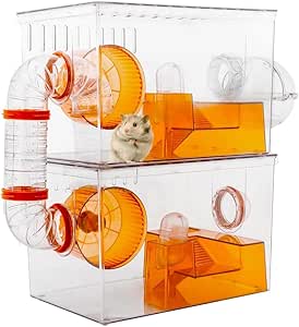 2-Floor Transparent Hamster Cage with Accessories – Stylish