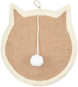 SnowTing Cat Head Scratching Pad Scratcher Sisal Mat with Plush Wall Mount or Floor Use