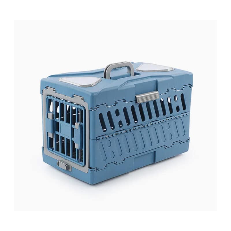 TaraPet Collapsible Portable Dog Cat Crate Pet Carrier Cage (Blue, Large)