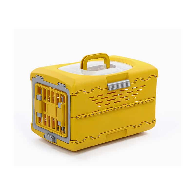 TaraPet Collapsible Portable Dog Cat Crate Pet Carrier Cage (Yellow, Small)