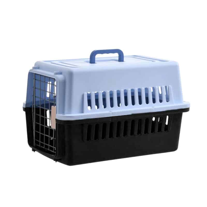 TaraPet Small Pet Travel Crate with Easy-Open Latch Airline Approved, Durable Kennel for Dogs, Cats & Puppies (Blue-Black)