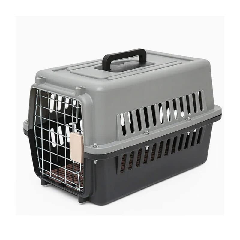 TaraPet Small Pet Travel Crate with Easy-Open Latch Airline Approved, Durable Kennel for Dogs, Cats & Puppies (Gray-Black)