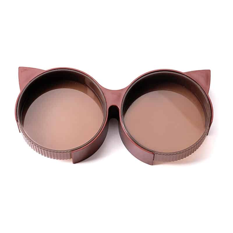 TaraPet Cat-Shaped Double Feeding Pet Bowl, Detachable Elevated Food Water Feeder Bowls with Non-Slip Mat for Small Medium Pets