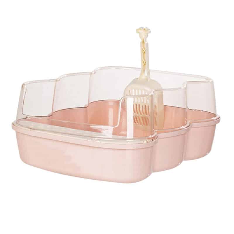 TaraPet Semi-enclosed indoor cat litter box, easy-clean litter box with high-sided potty for cats (Pink, Small)