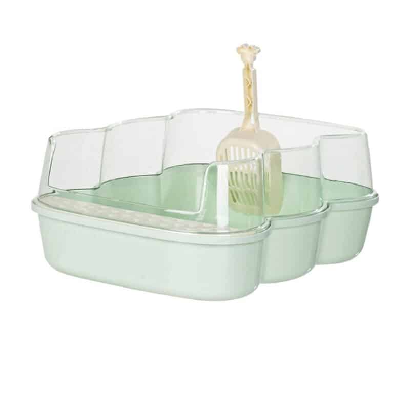 TaraPet Semi-enclosed indoor cat litter box, easy-clean litter box with high-sided potty for cats (Green, Large)