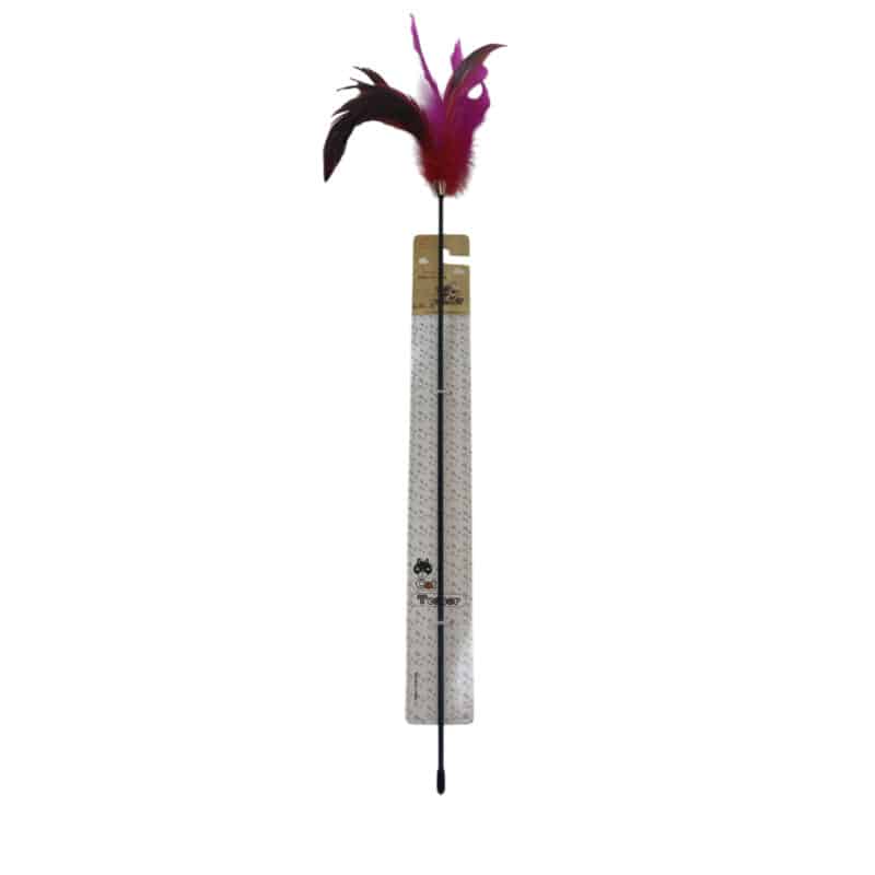 TaraPet Colorful Feather Black Pole Cat Teaser Interactive Toy (Option 1)