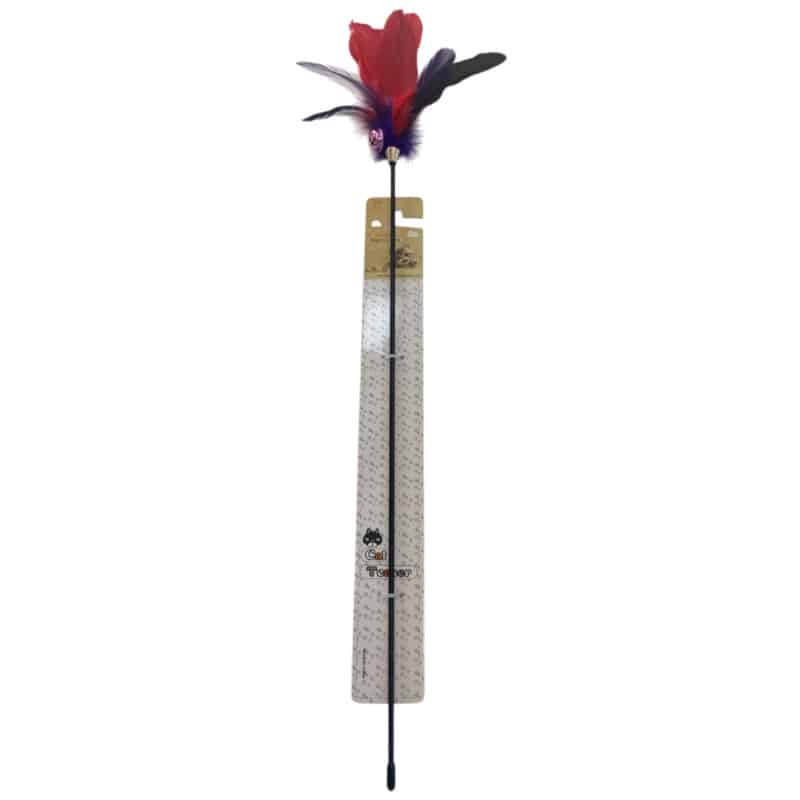 TaraPet Colorful Feather Black Pole Cat Teaser Interactive Toy (Option 4)