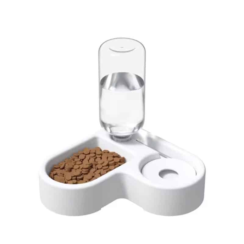 TaraPet 2-in-1 Corner Shaped Automatic Pet Feeder & Water Dispenser - Convenient Food and Hydration Station for Cats, Non-Electric Plastic Design (White)