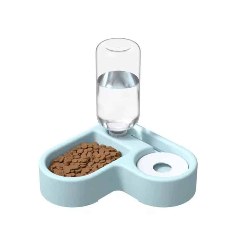 TaraPet 2-in-1 Corner Shaped Automatic Pet Feeder & Water Dispenser - Convenient Food and Hydration Station for Cats, Non-Electric Plastic Design (Blue)
