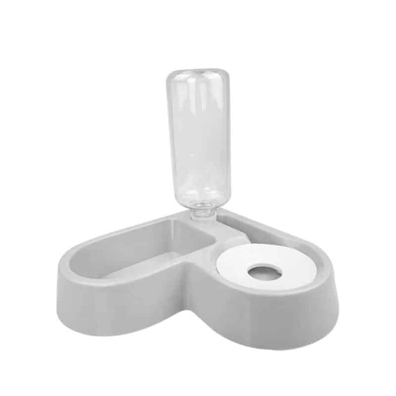 TaraPet 2-in-1 Corner Shaped Automatic Pet Feeder & Water Dispenser - Convenient Food and Hydration Station for Cats, Non-Electric Plastic Design (Gray)