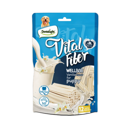 Dentalight 3" Vital Fiber Wellbar Dog Snack - 12pcs With 20% goat's milk powder