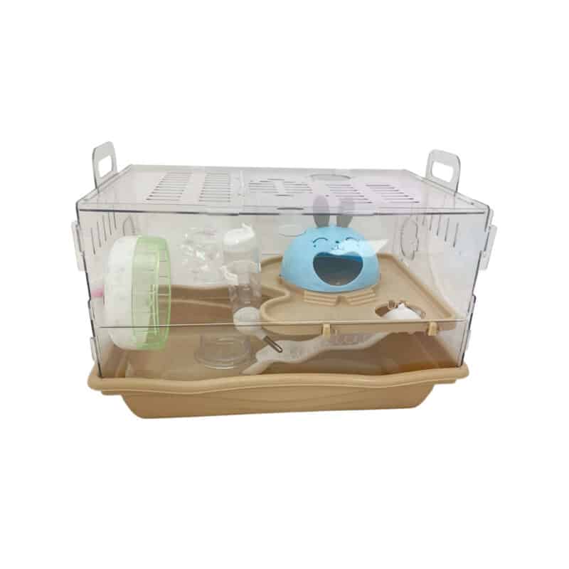 TaraPet Transparent Acrylic Hamster Cage Secure, Breathable Design with Easy Cleaning and Transport Style 1 (44x31x33cm)